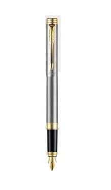 PARKER FOLIO STAINLESS STEEL GOLD TRIM FOUNTAIN PEN