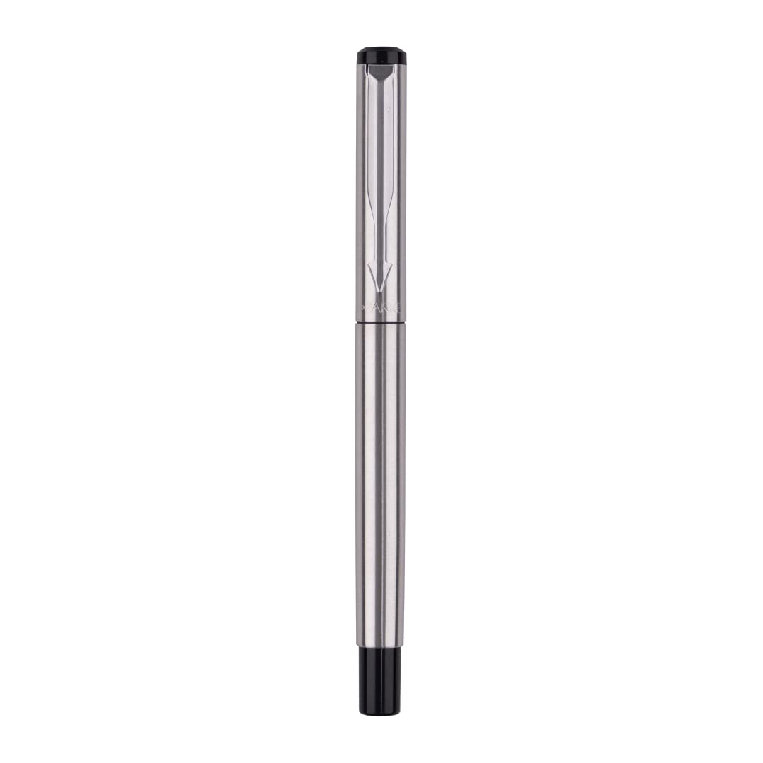PARKER VECTOR STAINLESS STEEL CHROME TRIM ROLLER BALL PEN