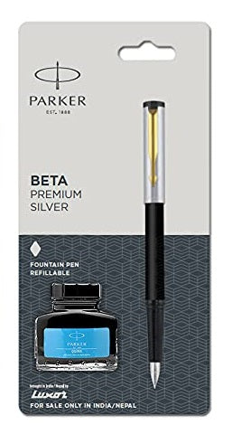 PARKER BETA PREMIUM GOLD TRIM FOUNTAIN PEN WITH INK BOTTLE