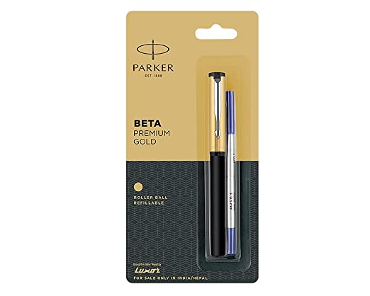 PARKER BETA PREMIUM CHROME TRIM ROLLER BALL PEN –