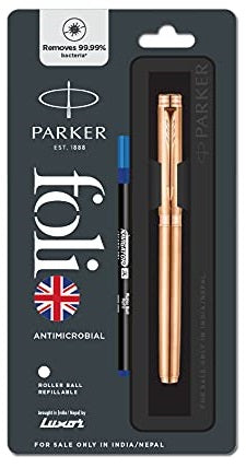 PARKER FOLIO ANTIMICROBIAL COPPER ION ROSEGOLD ROLLER BALL PEN