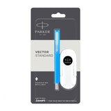 PARKER VECTOR STANDARD CHROME TRIM FOUNTAIN PEN WITH 3 INK CARTRIDGES