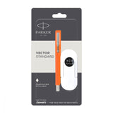 PARKER VECTOR STANDARD CHROME TRIM FOUNTAIN PEN WITH 3 INK CARTRIDGES