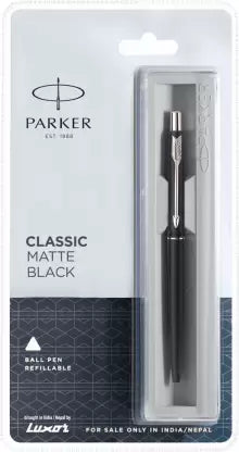 PARKER CLASSIC MATT BLACK CHROME TRIM BALL PEN –
